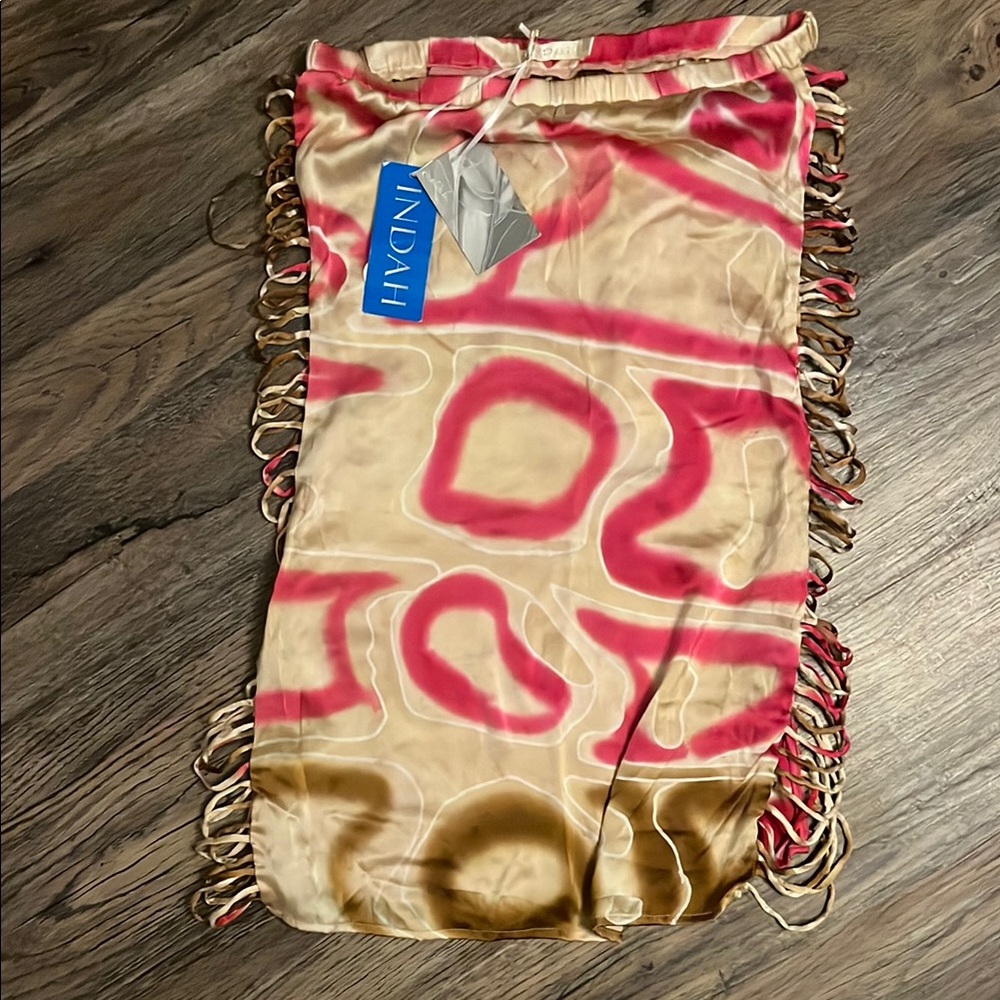 Indah mataji Strapless Dress in Pink and Tan